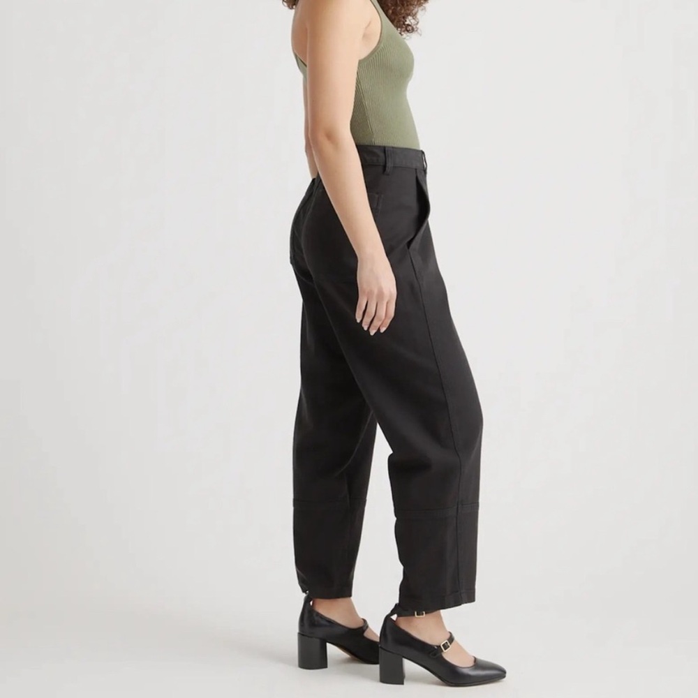 Quince Organic Stretch Cotton Twill Barrel Pants - Black - 12